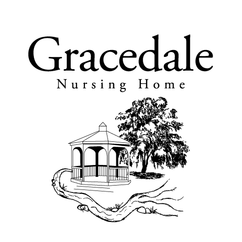 Cincinnati Industrial Machinery Rotary Drum Washers Gracedale Nursing Home Logo with River, Tree, and Gazebo